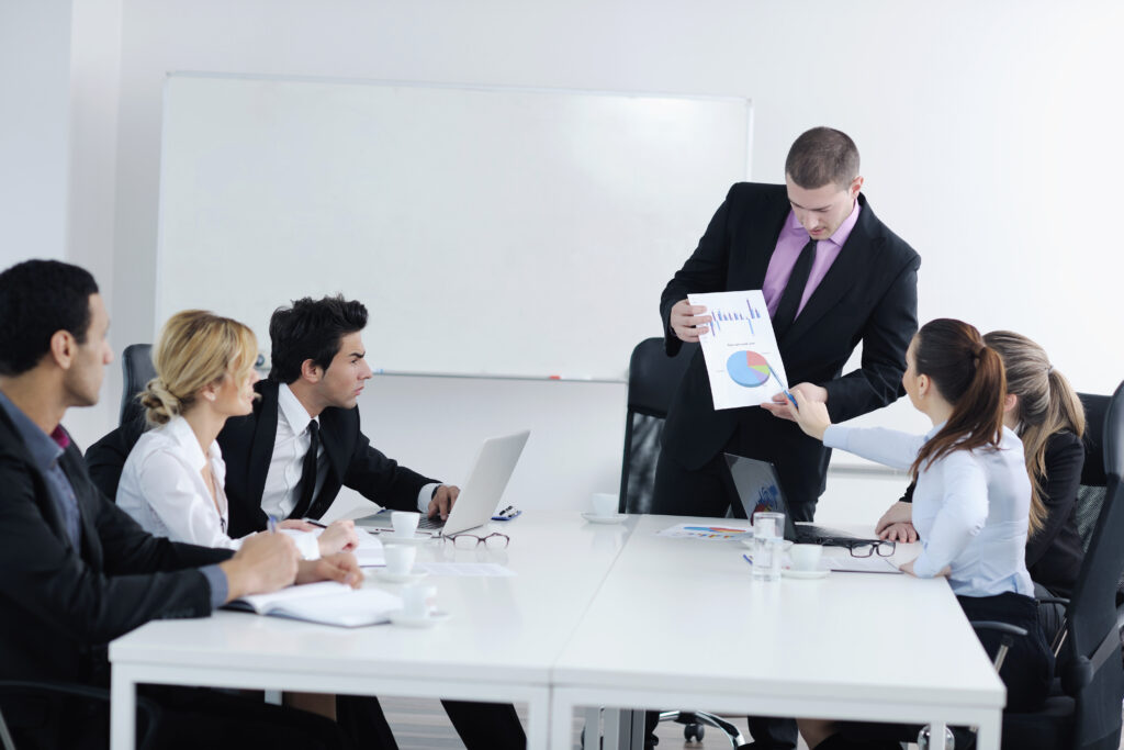 business people  team  at a meeting in a light and modern office environment.